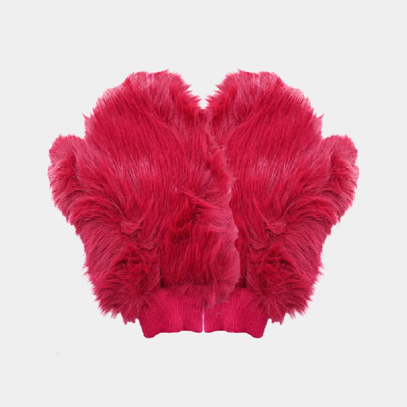 Best necklaces and pendants with statement designs for a fashionable accessory-Faux Fur Mitten in Fuchsia