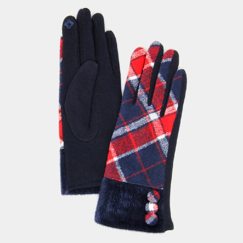 Best necklaces and pendants with adjustable chains for a customizable fit-Faux Fur Plaid Gloves in Navy