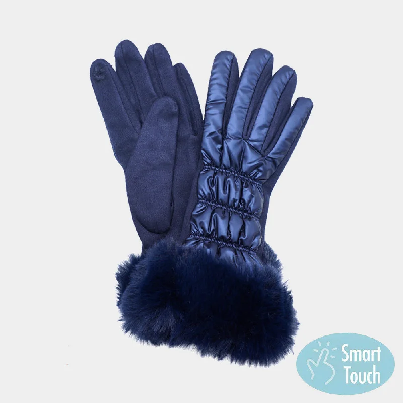 Unique necklaces and pendants with custom birthstone arrangements for personalization-Faux Fur Smart Glove in Navy