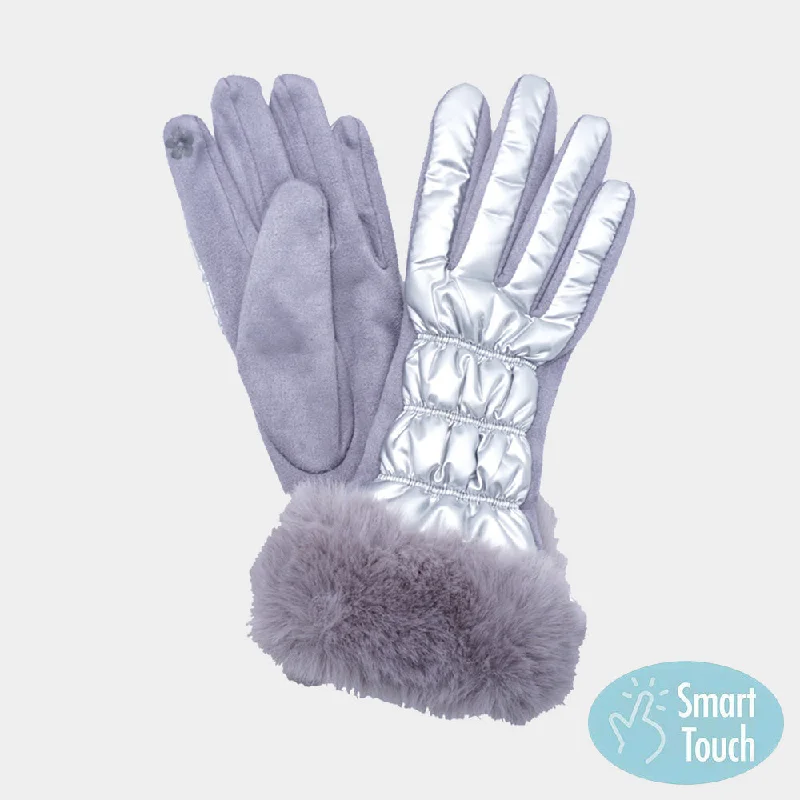 Best necklaces and pendants with black diamonds for an edgy, bold statement-Faux Fur Smart Glove in Silver