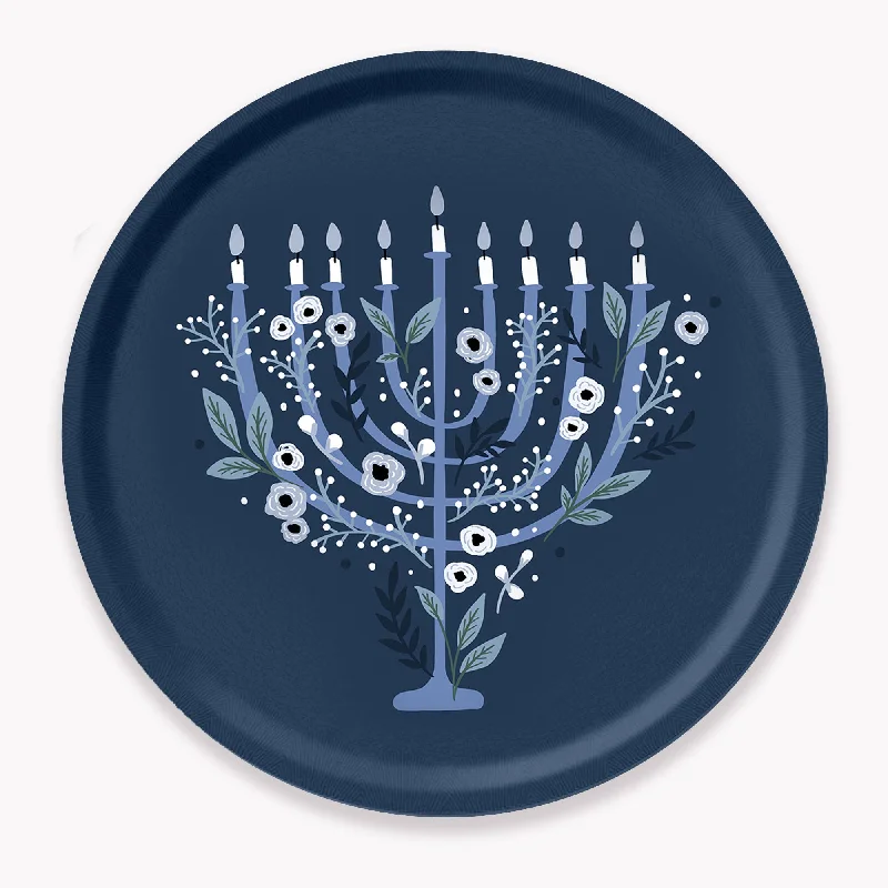 Best necklaces and pendants with cross pendants for a spiritual, meaningful symbol-Floral Menorah Serving Tray