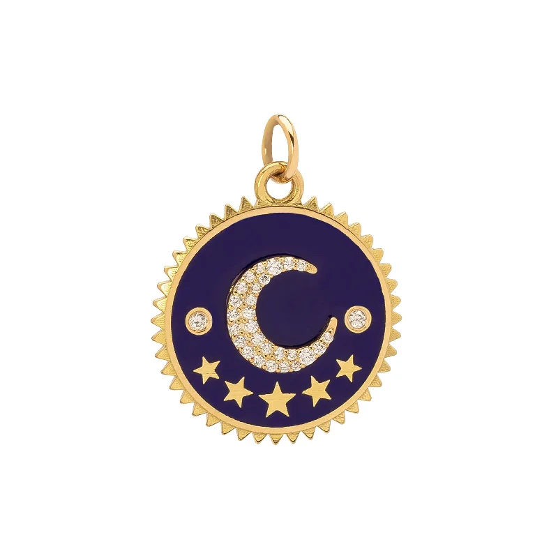 Best necklaces and pendants with heart-shaped lockets for a sentimental keepsake-Crescent Blue Medallion - 20mm