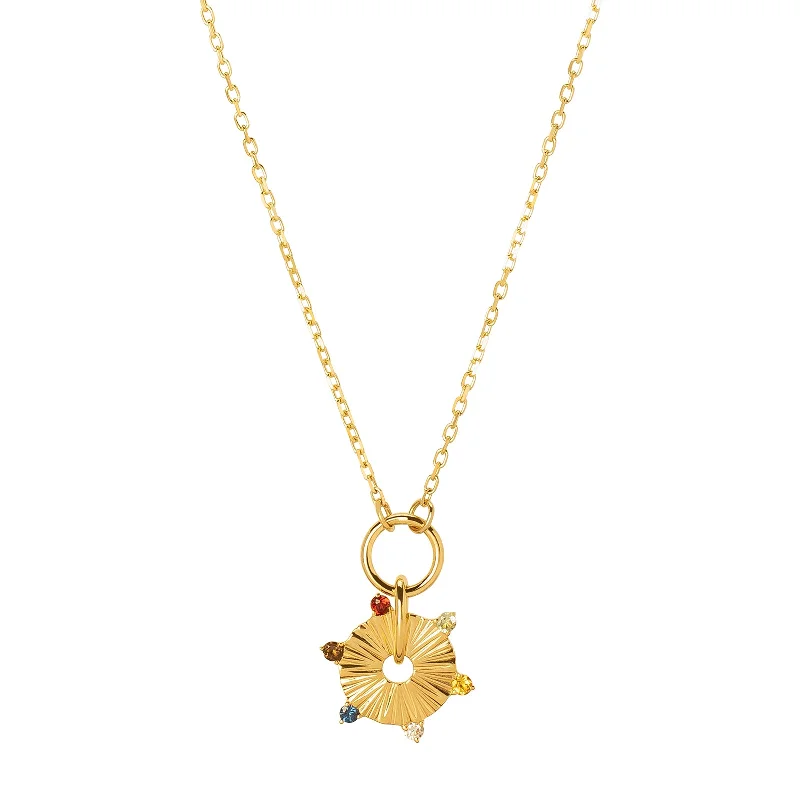 Necklaces and pendants with lotus flower designs for a spiritual, peaceful vibe-Disk Drop Necklace - Multi