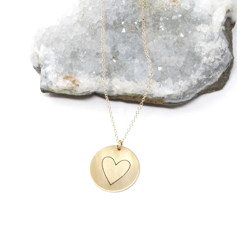 Stunning necklaces and pendants with turquoise and gold for a vibrant, earthy look-Giant Heart Stamped Necklace