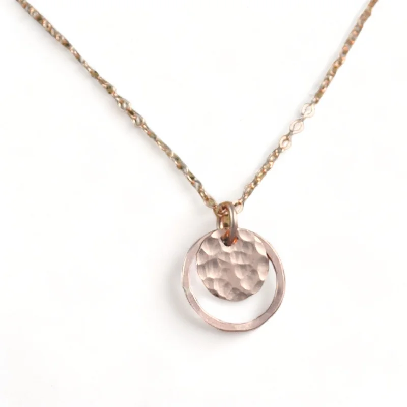 Stunning necklaces and pendants with ruby and diamond combinations for a luxurious effect-Hammered Halo Pendant - rose gold-filled