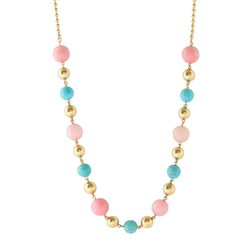 Best necklaces and pendants with art deco elements for a vintage, glamorous design-Coral and Turquoise Ball Necklace