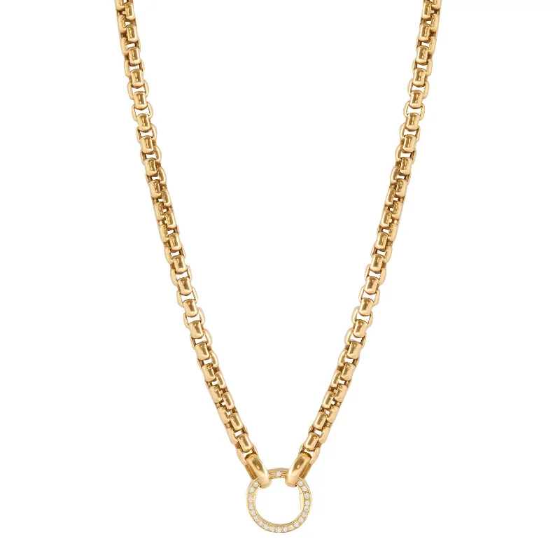 Beautiful necklaces and pendants with geometric shapes for a modern, artistic design-Diamond Clasp Box Chain