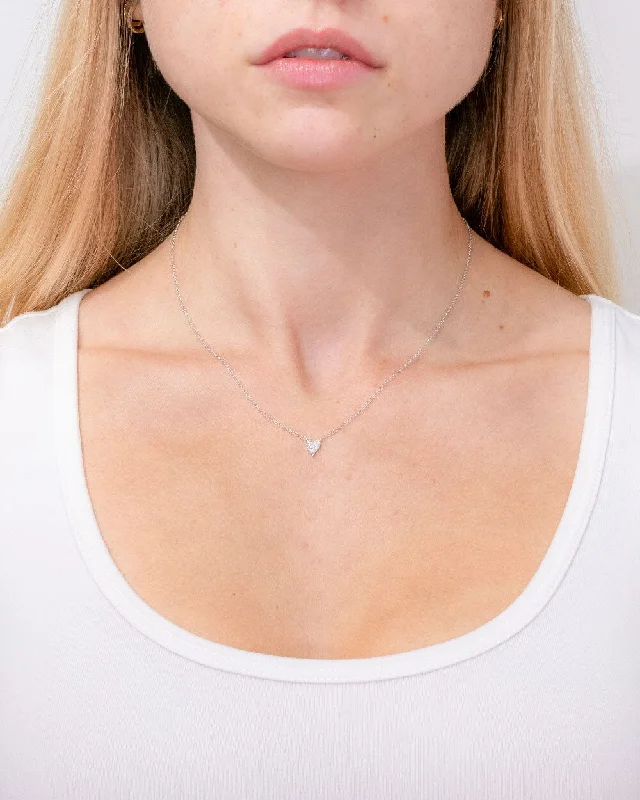 Beautiful necklaces and pendants with moonstone for an ethereal, mystical appearance-Mini Pavé Heart Necklace White Gold