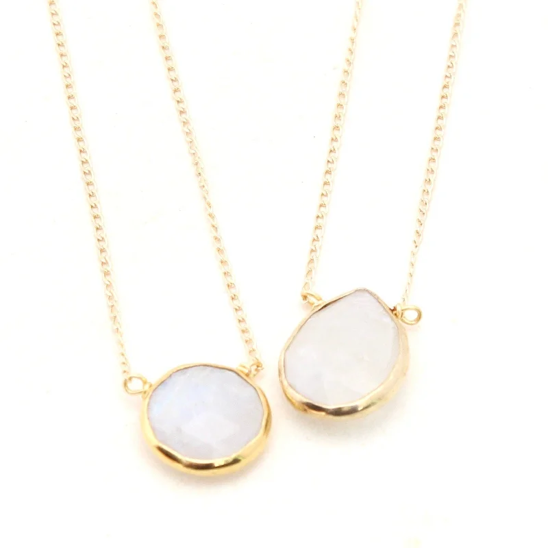 Layered necklaces and pendants for a trendy and fashionable stacked look-Moonstone Bezels Necklace