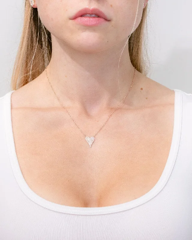 Beautiful necklaces and pendants with geometric shapes for a modern, artistic design-Pavé Heart Necklace Rose Gold