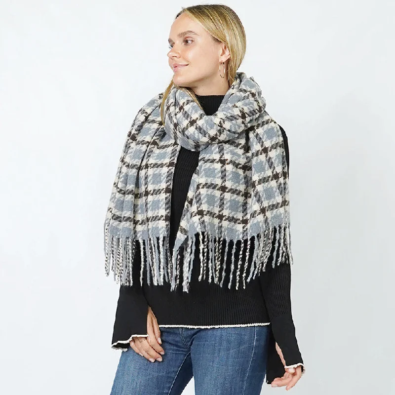 Elegant necklaces and pendants with diamond accents for added sparkle-Plaid Shawl/Scarf in Blue