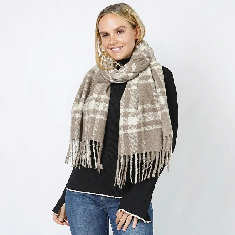 Simple necklaces and pendants with tiny charms for a delicate and casual vibe-Plaid Shawl/Scarf in Taupe