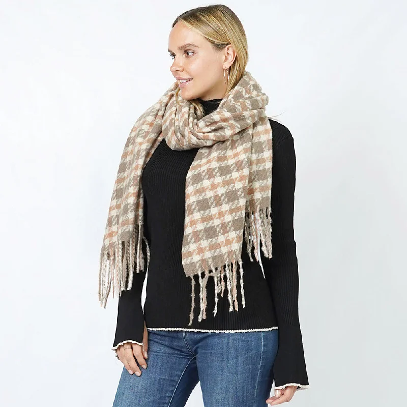 Necklaces and pendants with leaf-shaped designs for an earthy, organic feel-Plaid Shawl/Scarf in Taupe