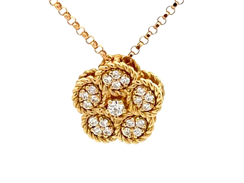 Best necklaces and pendants with cubic zirconia for a budget-friendly dazzling effect-Roberto Coin Diamond Daisy Necklace in 18k Yellow Gold