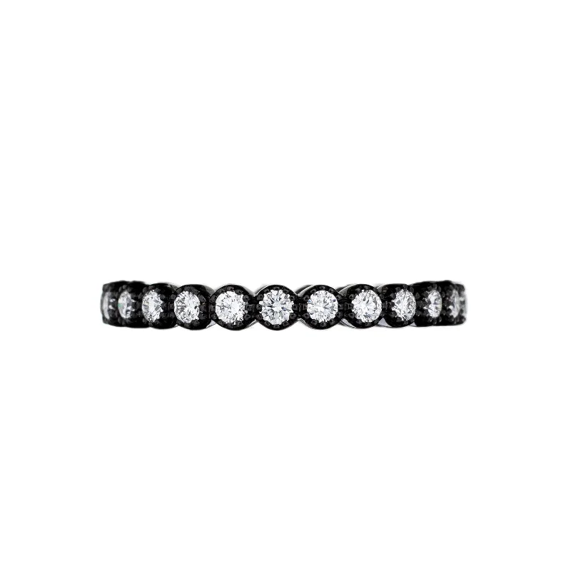 Best necklaces and pendants with intricate beadwork for a bohemian-inspired look-Diamond Bezel Set Black Rhodium Band