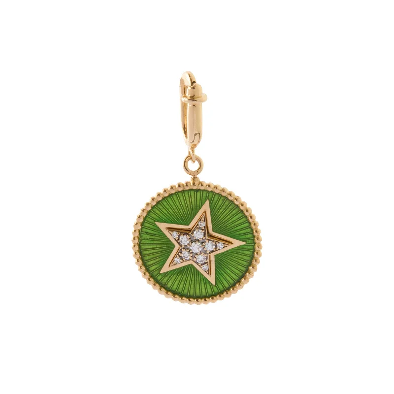 Best necklaces and pendants with statement designs for a fashionable accessory-Double Face Kastak Star and Horseshoe Charm - Kiwi & Raspberry Enamel