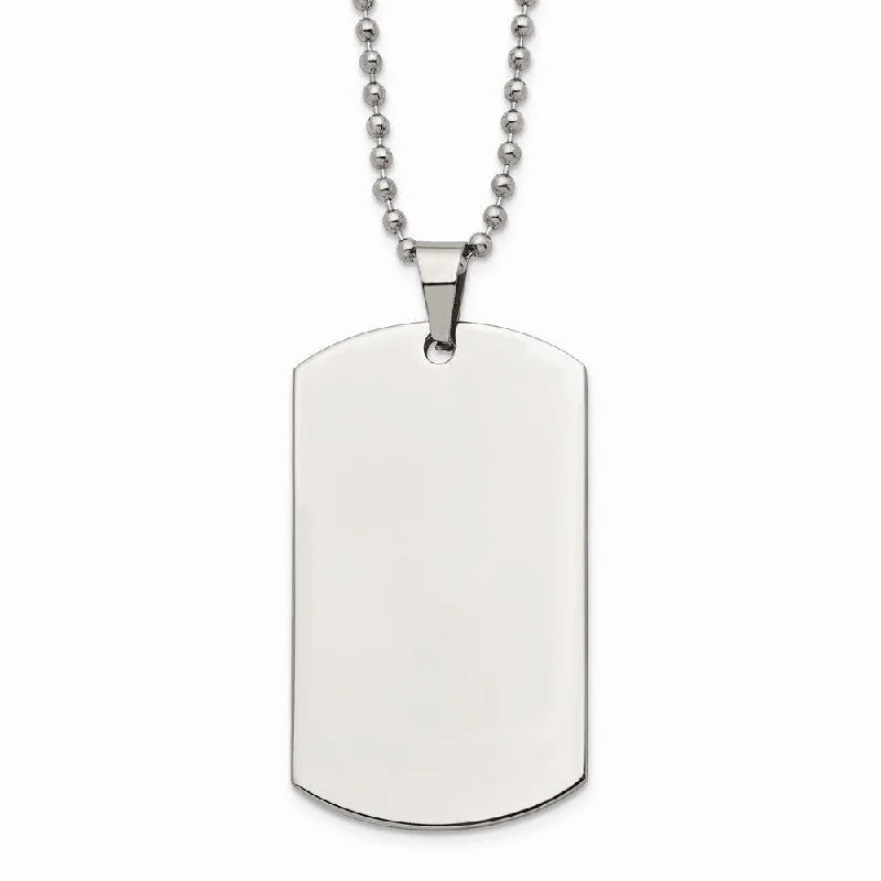 Best necklaces and pendants with rose gold for a warm and romantic appeal-Stainless Steel Brushed & Polished Rounded Edge 2mm Thick Dog Tag Necklace