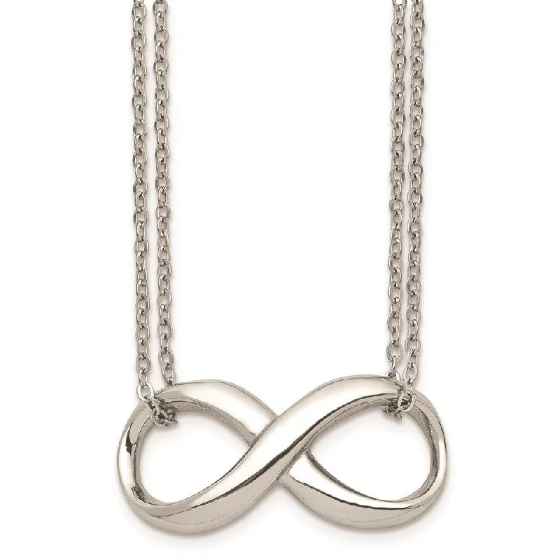 Best necklaces and pendants with zodiac signs for a celestial, astrology-inspired vibe-Stainless Steel Polished Two Strand Infinity Symbol Necklace