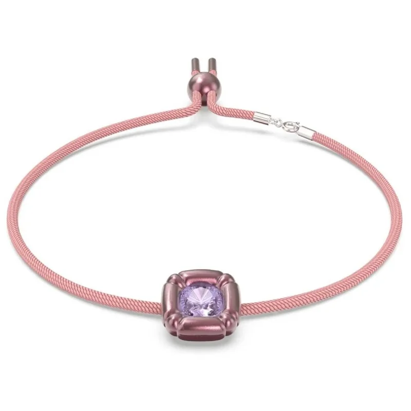 Beautiful necklaces and pendants with diamond halo settings for extra brilliance-Swarovski Women's Choker Necklace - Dulcis Pink Cord Purple Crystal | 5626400