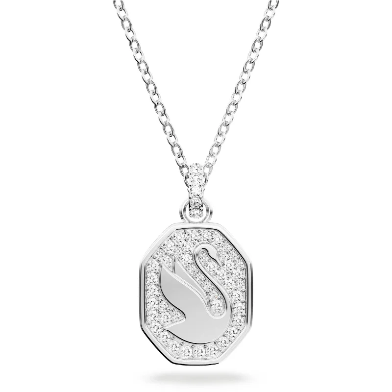 Unique necklaces and pendants with gemstones for a colorful and vibrant statement-Swarovski Women's Pendant Necklace - Signum Swan Rhodium Plated Long | 5621098