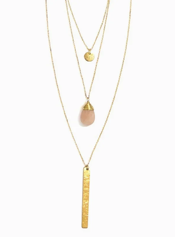 Best necklaces and pendants for everyday wear with minimalist designs-Triple Strand Pendant Brass Necklace