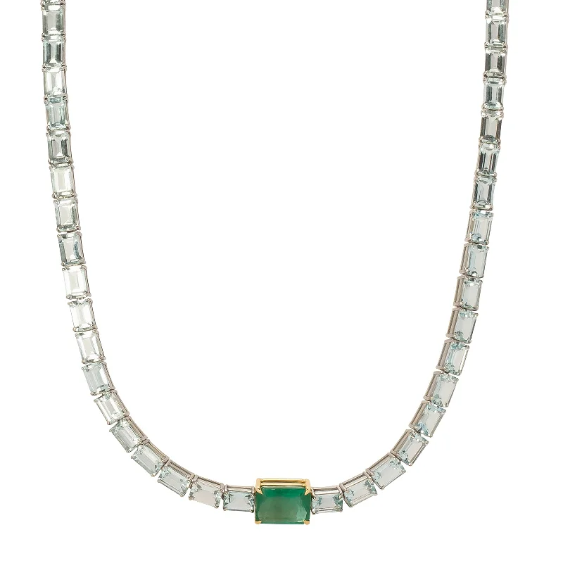 Necklaces and pendants with diamond pendants for a luxurious sparkling effect-Demeter Necklace - Emerald & Aquamarine